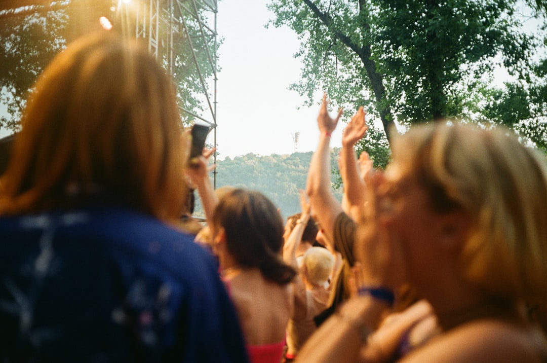 Crowd with raised hands at concert