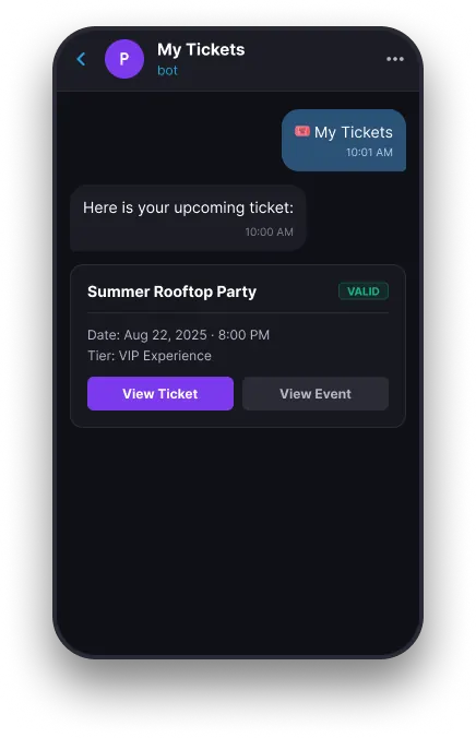 My Tickets Telegram preview